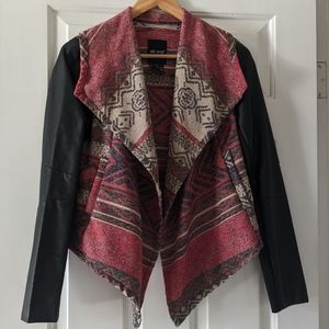 {Me Jane} Fabric and Faux Leather Jacket